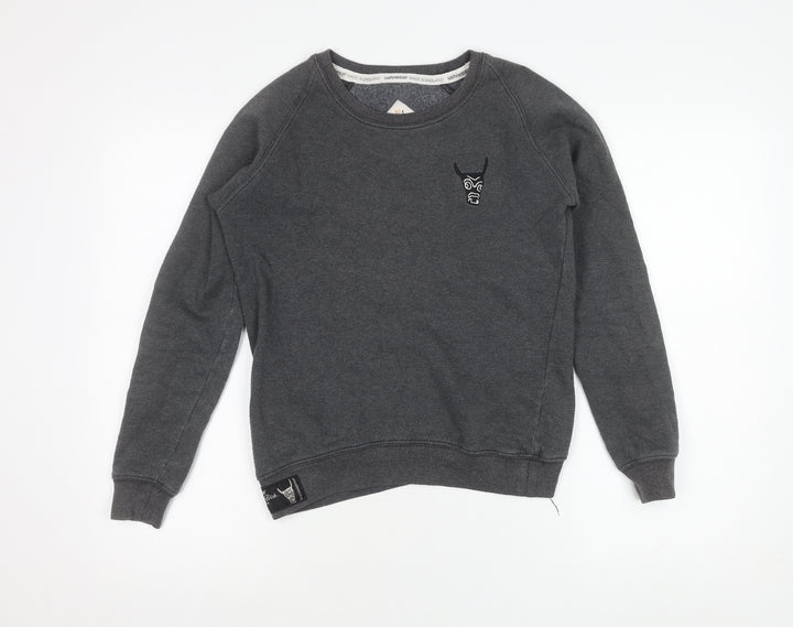 USHI Boys Grey Crew Neck Sweatshirt 10 Years Pullover Fleece Casual