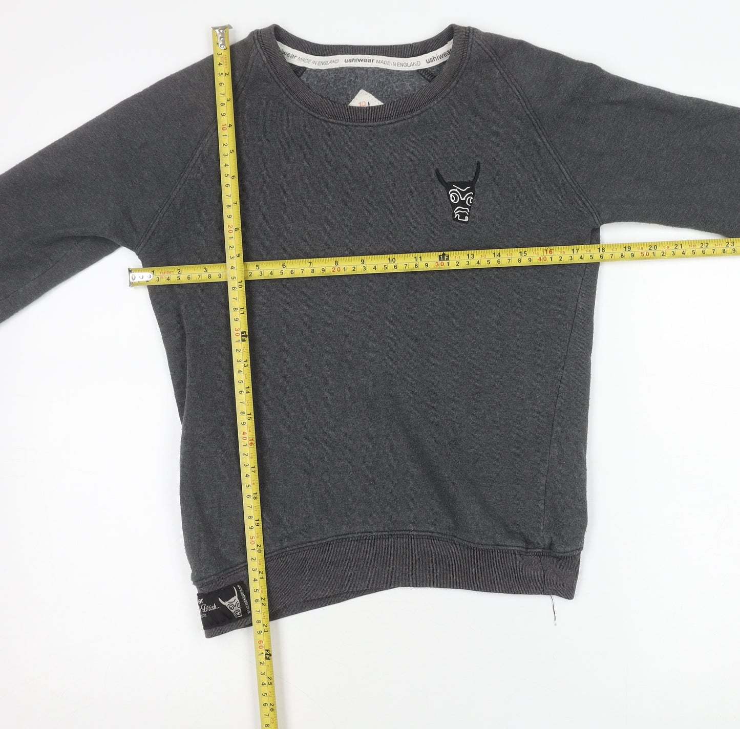 USHI Boys Grey Crew Neck Sweatshirt 10 Years Pullover Fleece Casual