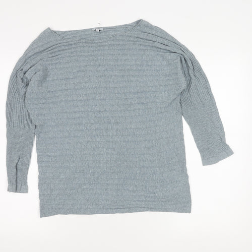 Jigsaw Womens Grey Boat Neck Knit Jumper Size S Long Sleeve