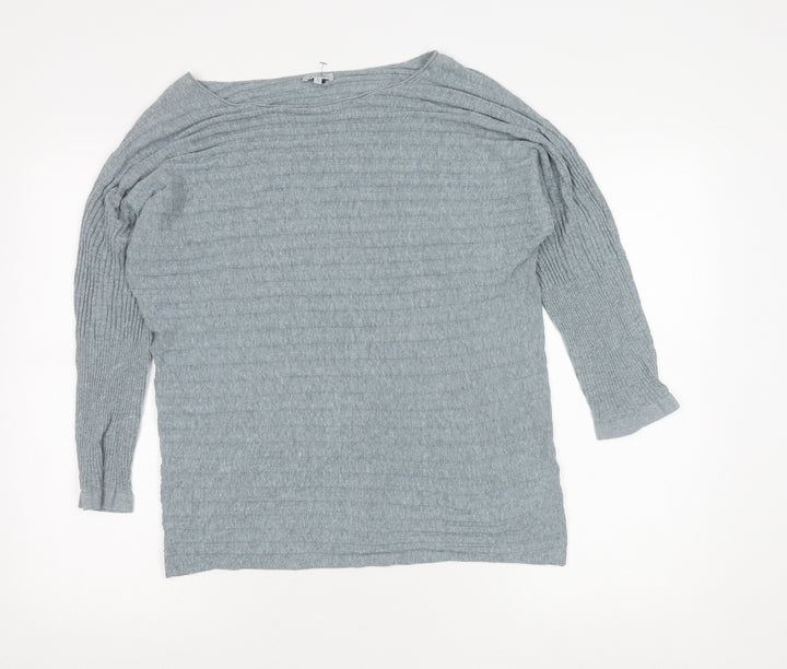 Jigsaw Womens Grey Boat Neck Knit Jumper Size S Long Sleeve