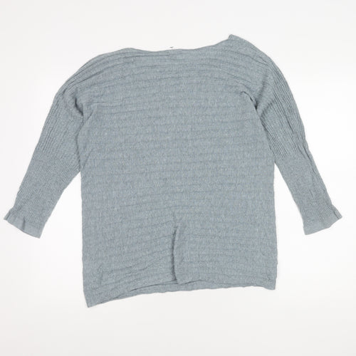 Jigsaw Womens Grey Boat Neck Knit Jumper Size S Long Sleeve