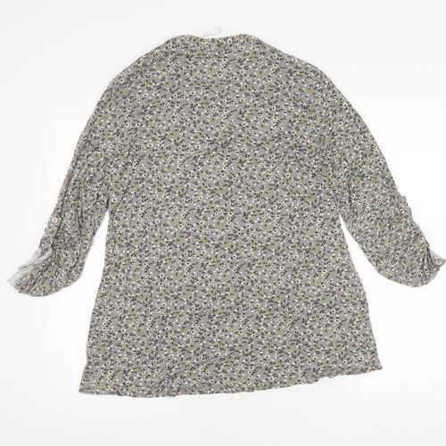 Roman Womens Grey Floral Tunic Blouse Size 14 Viscose