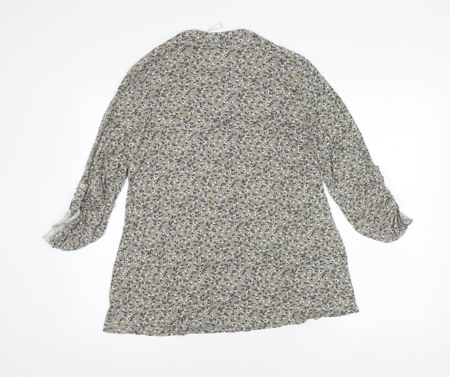 Roman Womens Grey Floral Tunic Blouse Size 14 Viscose