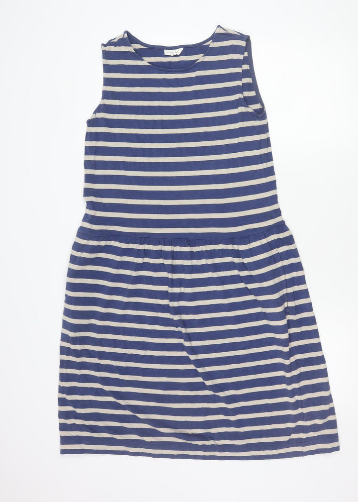 Thought Womens Blue Striped Sleeveless Shift Dress Size 10