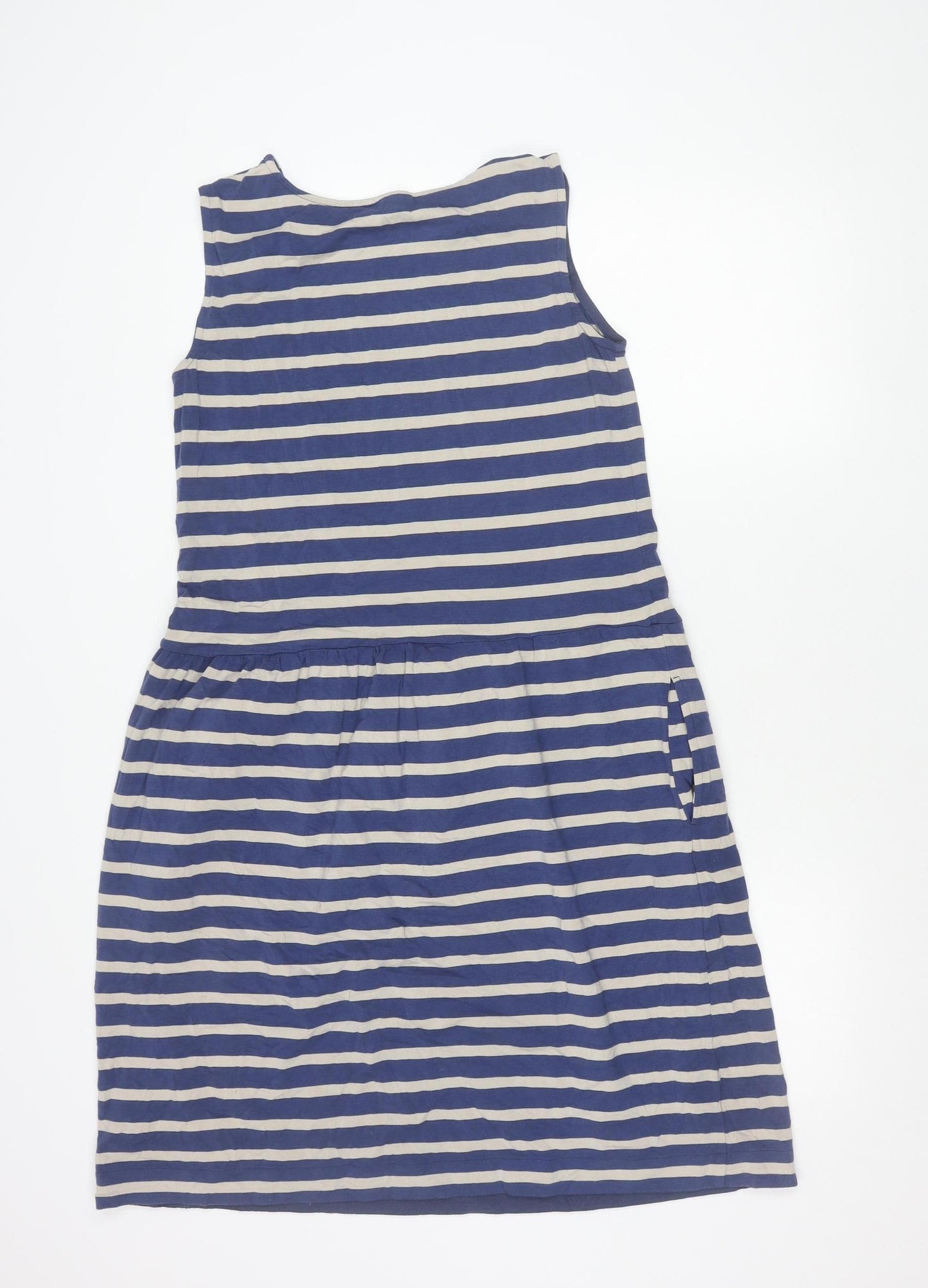 Thought Womens Blue Striped Sleeveless Shift Dress Size 10