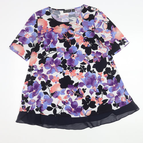 Nina Leonard Womens Multicoloured Floral Tunic Blouse L