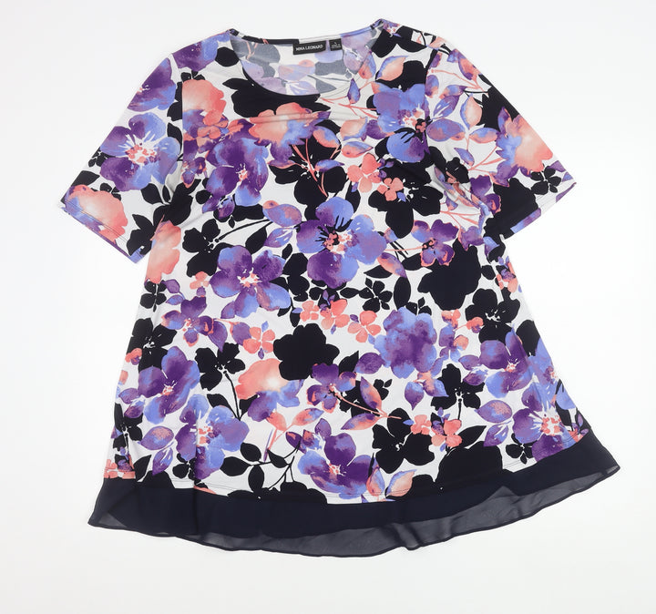 Nina Leonard Womens Multicoloured Floral Tunic Blouse L