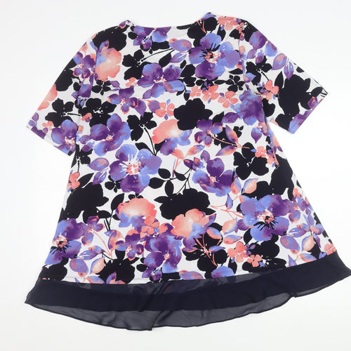 Nina Leonard Womens Multicoloured Floral Tunic Blouse L