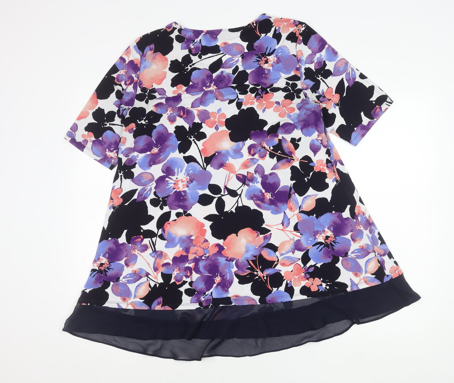 Nina Leonard Womens Multicoloured Floral Tunic Blouse L