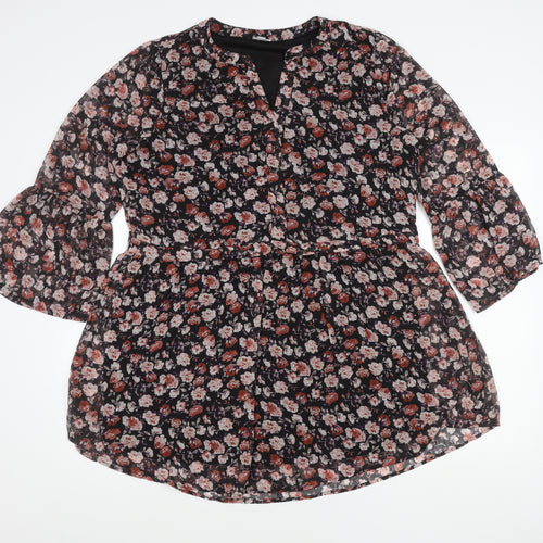 Jacqueline de Yong Womens Floral Tunic Blouse Size 14 Multicolour