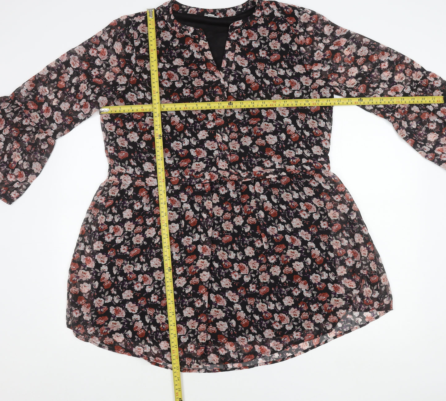 Jacqueline de Yong Womens Floral Tunic Blouse Size 14 Multicolour