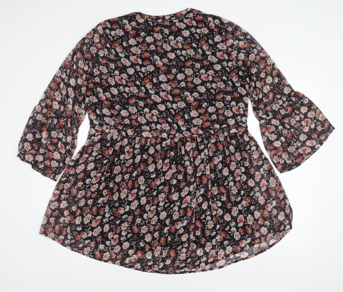 Jacqueline de Yong Womens Floral Tunic Blouse Size 14 Multicolour