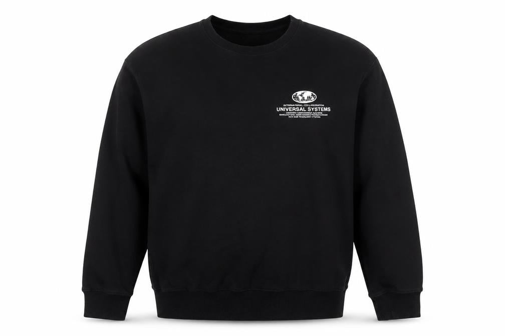 Front view of New Look Men Black Graphic Print Pullover Sweatshirt, size M