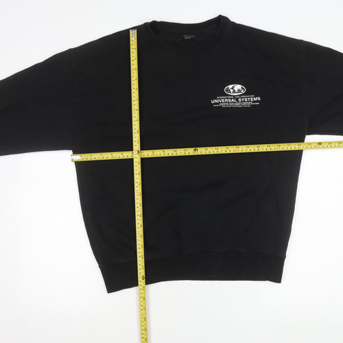 New Look Men Black Graphic Print Pullover Sweatshirt Size M