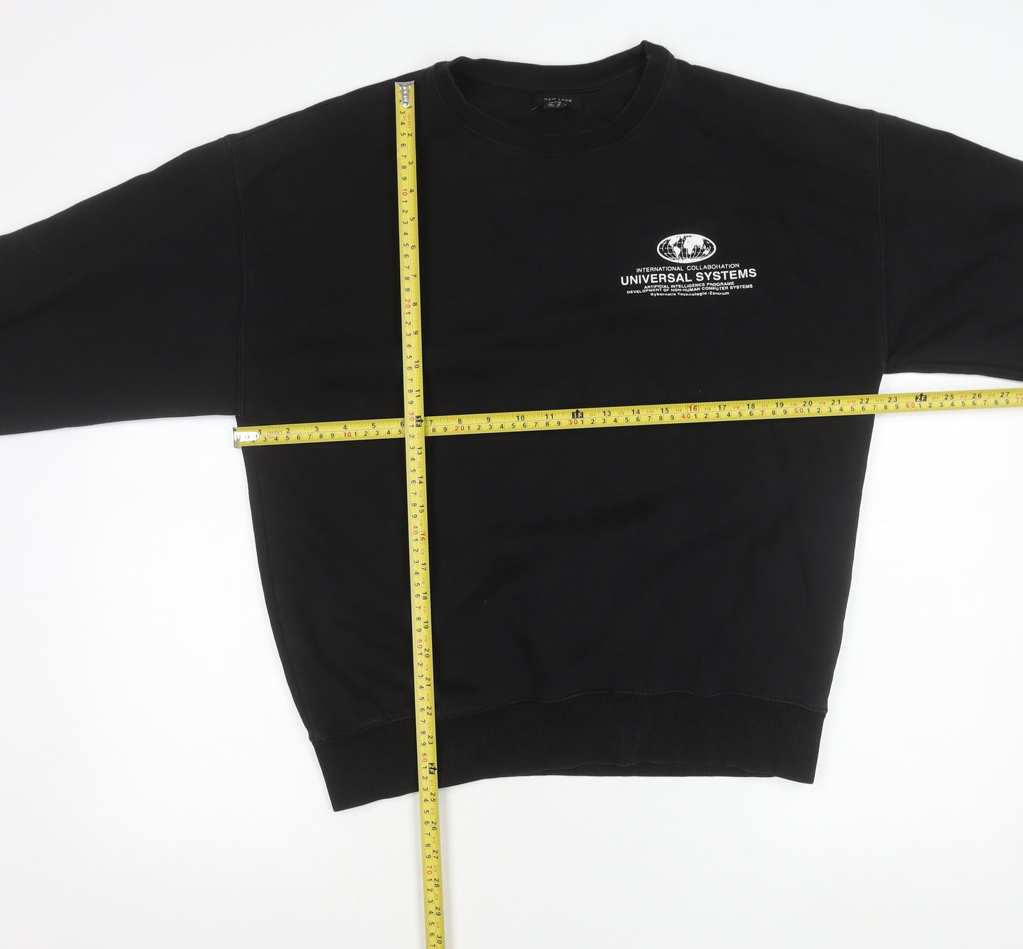 New Look Men Black Graphic Print Pullover Sweatshirt Size M