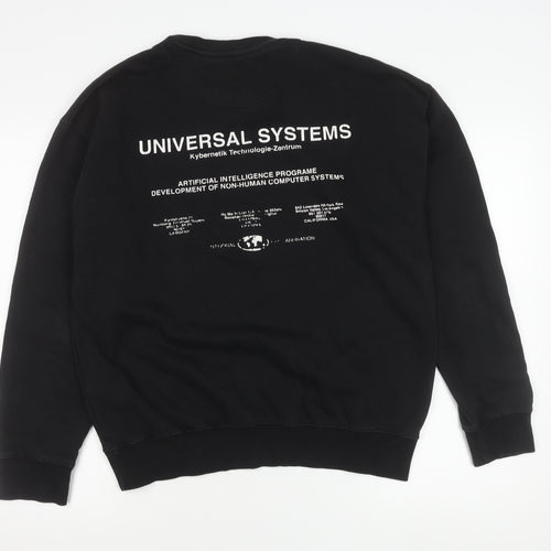 New Look Men Black Graphic Print Pullover Sweatshirt Size M