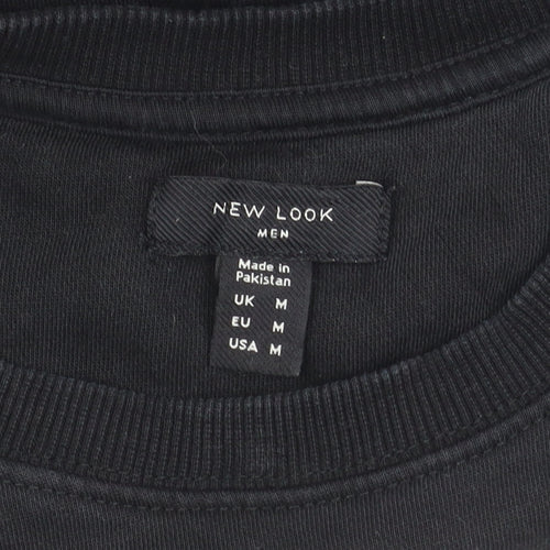 New Look Men Black Graphic Print Pullover Sweatshirt Size M