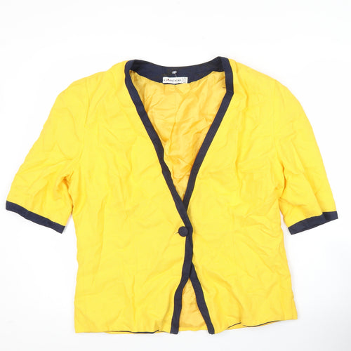 Hardob Womens Yellow Suit Jacket UK 16 Short Sleeve Viscose Lined