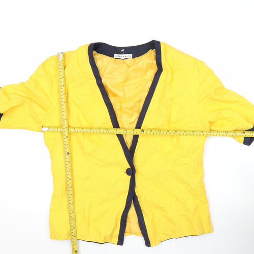 Hardob Womens Yellow Suit Jacket UK 16 Short Sleeve Viscose Lined
