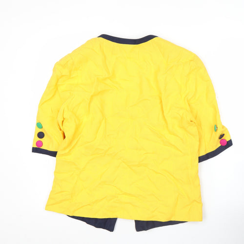 Hardob Womens Yellow Suit Jacket UK 16 Short Sleeve Viscose Lined