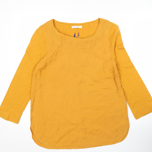 White Stuff Womens Yellow Size 10 Tunic Blouse Long Sleeve Scoop Neck