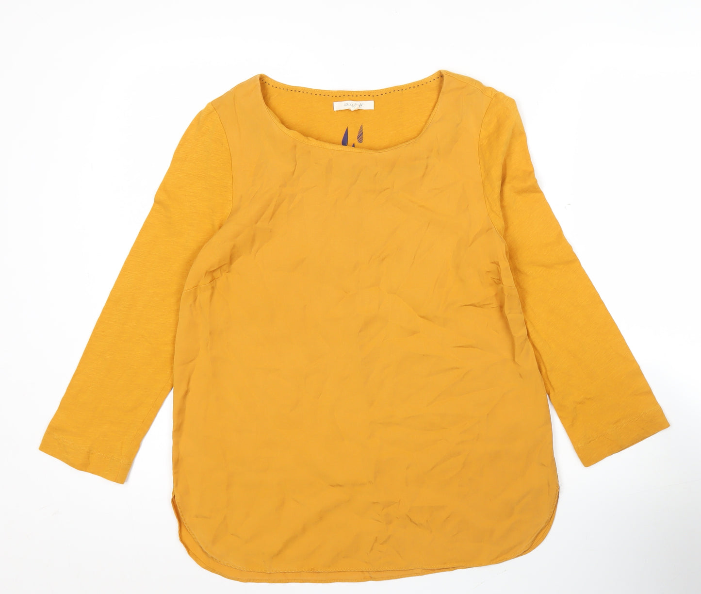 White Stuff Womens Yellow Size 10 Tunic Blouse Long Sleeve Scoop Neck