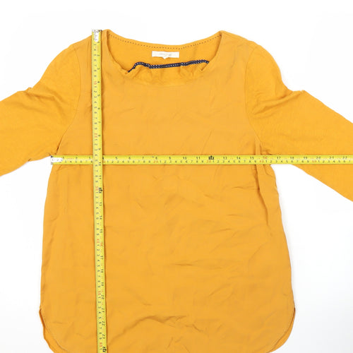White Stuff Womens Yellow Size 10 Tunic Blouse Long Sleeve Scoop Neck