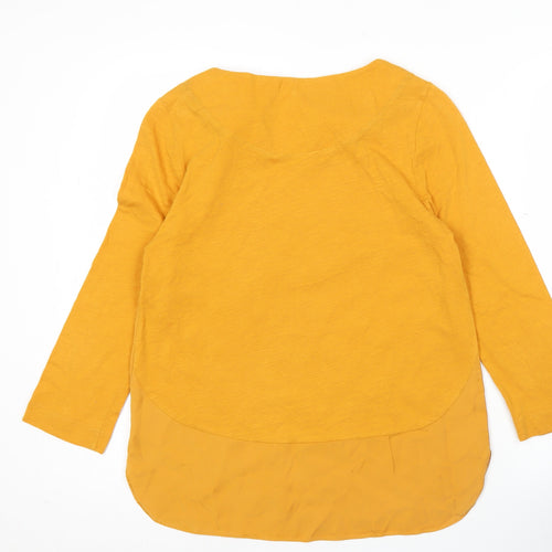 White Stuff Womens Yellow Size 10 Tunic Blouse Long Sleeve Scoop Neck
