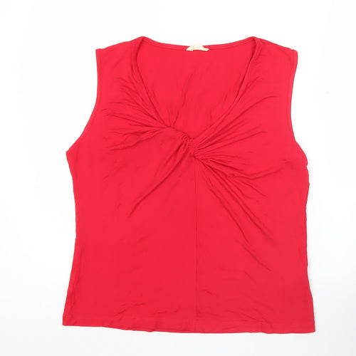 Hush Womens Red Sleeveless V-Neck Jersey Tank Top Size S