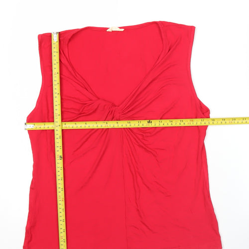 Hush Womens Red Sleeveless V-Neck Jersey Tank Top Size S