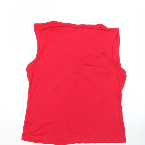 Hush Womens Red Sleeveless V-Neck Jersey Tank Top Size S