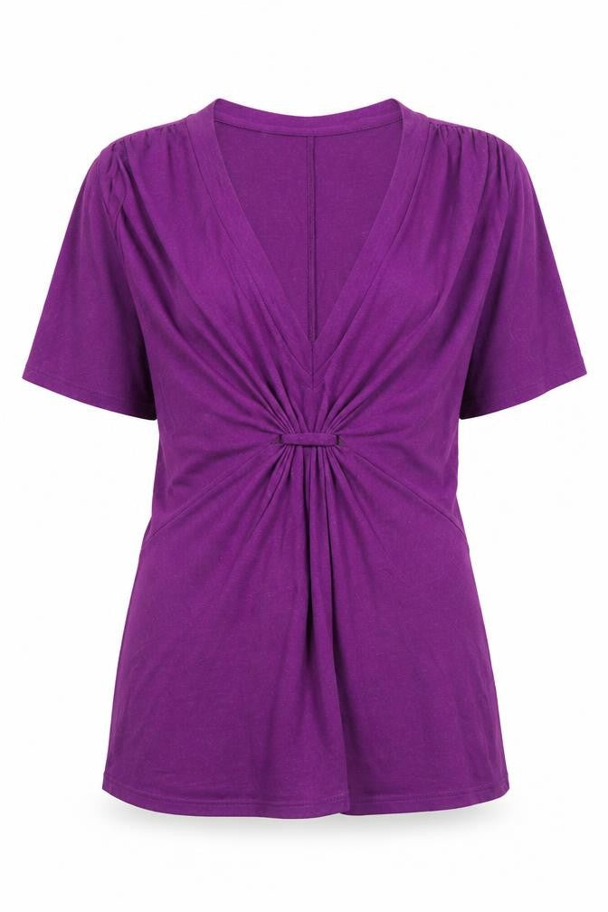 Front view of Great Plains women’s purple viscose wool tunic blouse, size M