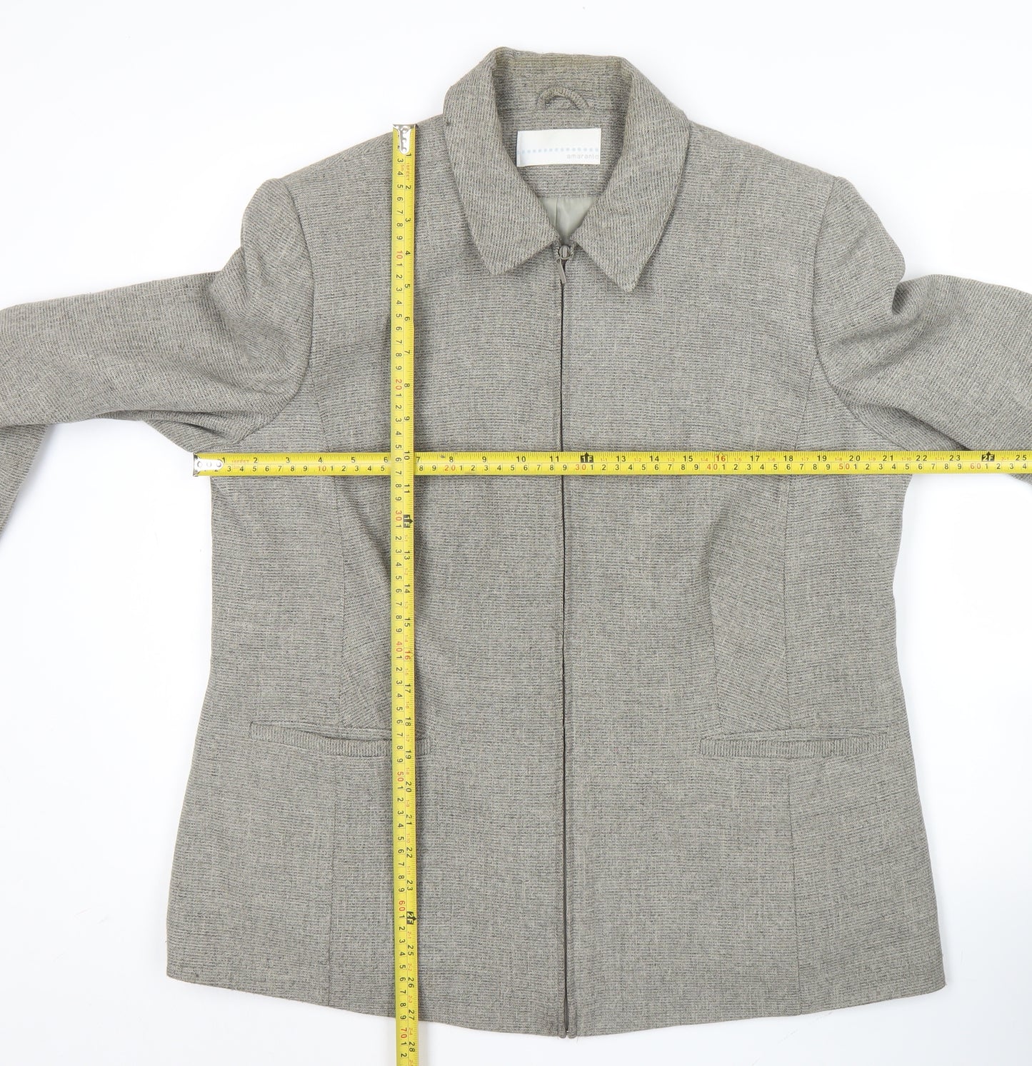 Amarante Womens Grey Zip Up Jacket Size 18 Business Casual Workwear