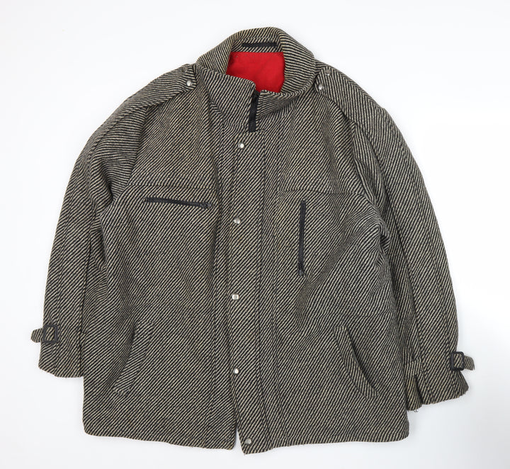 Pecker Court Men's Grey Wool Blend Mid-Length Overcoat Size 46