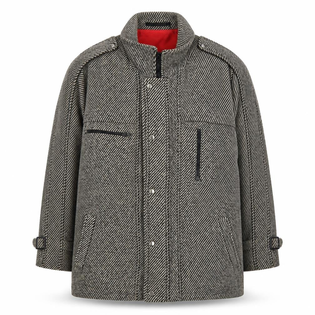 Front view of Pecker Court Men's Grey Wool Blend Mid-Length Overcoat, size 46
