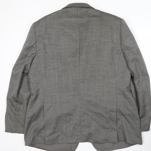 Fellini Men’s Grey Wool Blend Blazer Jacket 48 Regular Classic Herringbone