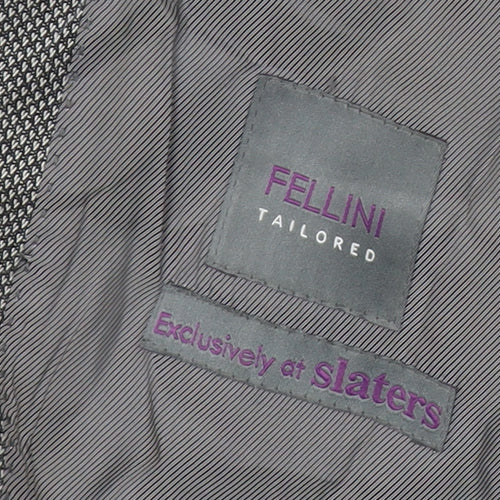 Fellini Men’s Grey Wool Blend Blazer Jacket 48 Regular Classic Herringbone