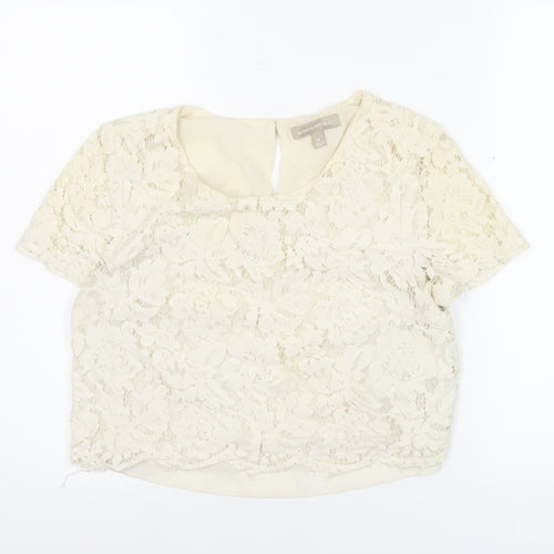 Banana Republic Women’s Ivory Lace Cropped Blouse Size 10