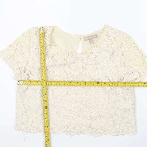 Banana Republic Women’s Ivory Lace Cropped Blouse Size 10