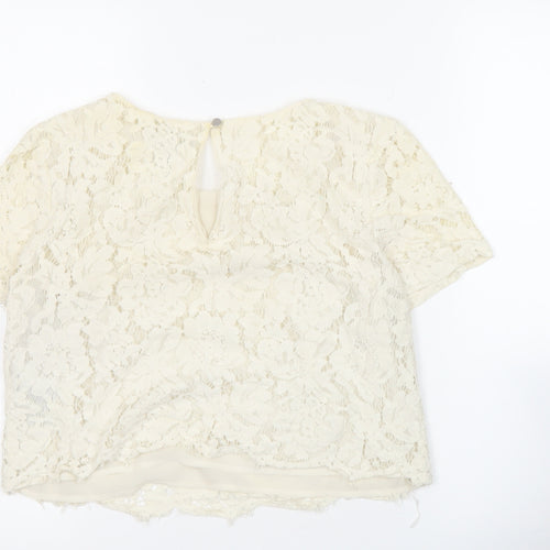 Banana Republic Women’s Ivory Lace Cropped Blouse Size 10