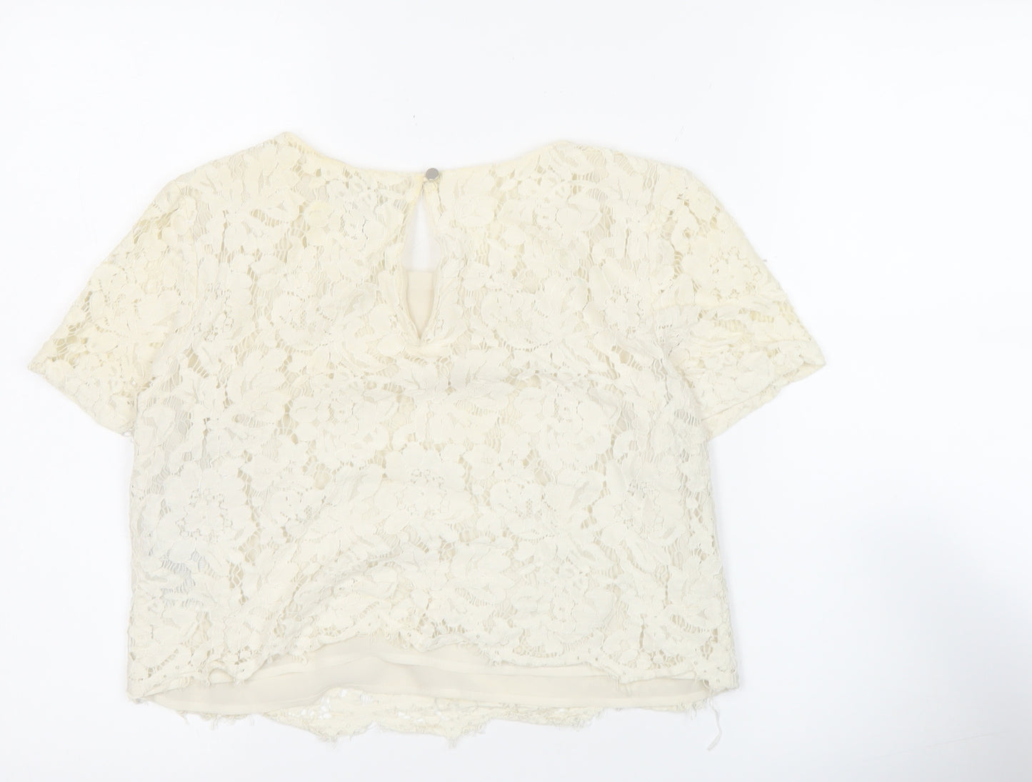 Banana Republic Women’s Ivory Lace Cropped Blouse Size 10