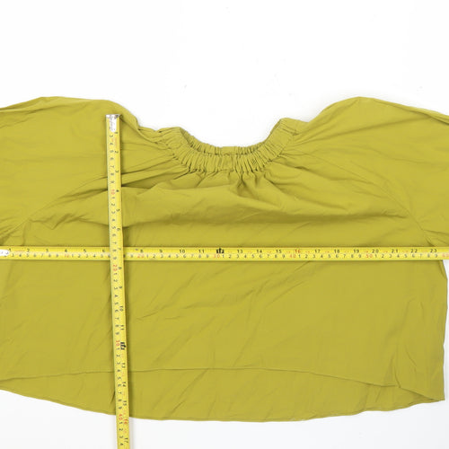 Zara Women’s Green Cotton Blouse Long Balloon Sleeve Size S