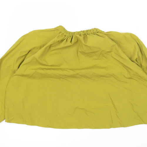 Zara Women’s Green Cotton Blouse Long Balloon Sleeve Size S