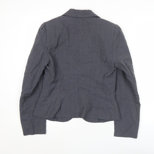 Warehouse Women Grey Pinstripe Suit Jacket UK 12 Single Breasted