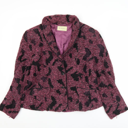 Minuet Women's Purple Animal Print Blazer Jacket Size 14