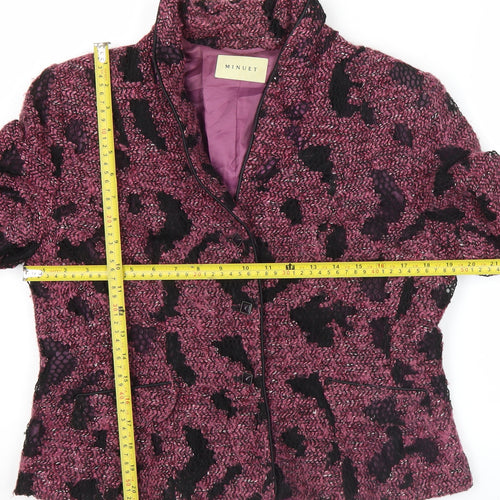 Minuet Women's Purple Animal Print Blazer Jacket Size 14