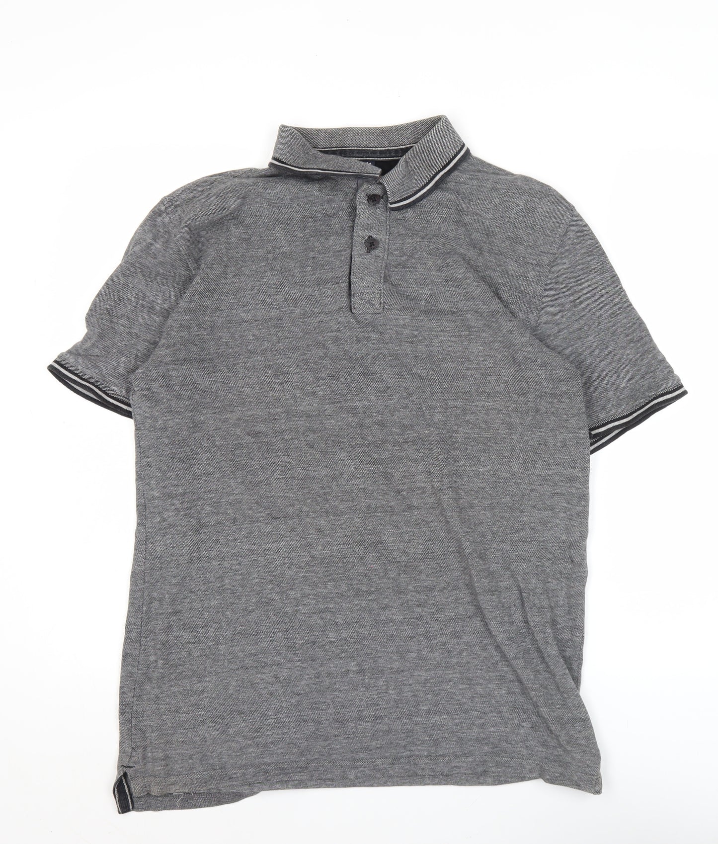 Boston Crew Men’s Grey Cotton Polo Shirt Size M Short Sleeve Casual