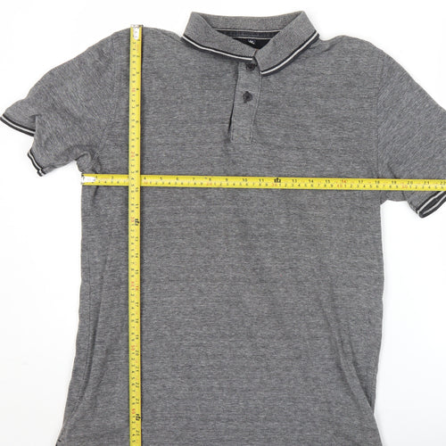 Boston Crew Men’s Grey Cotton Polo Shirt Size M Short Sleeve Casual
