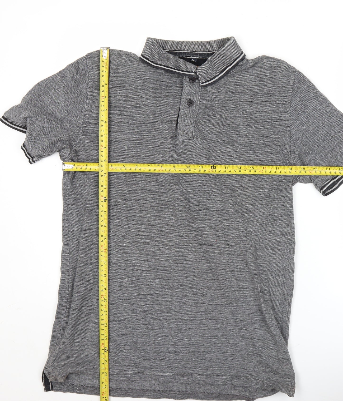 Boston Crew Men’s Grey Cotton Polo Shirt Size M Short Sleeve Casual