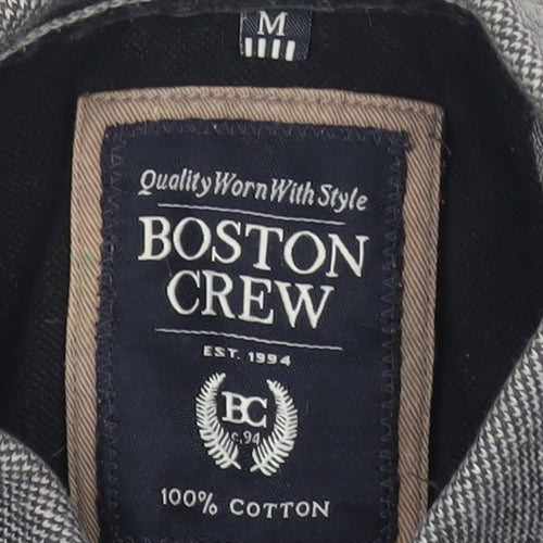 Boston Crew Men’s Grey Cotton Polo Shirt Size M Short Sleeve Casual